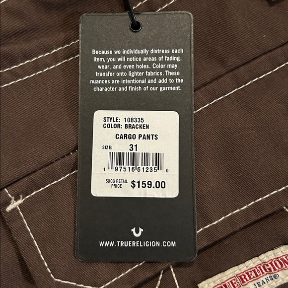 True Religion Pants - True Religion Brown Cargo Pants